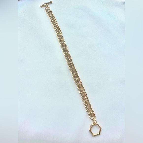 NWOT 18k G Plating Toggle Bracelet Stainless Steel Base Wtr Proof Tarnish Free - Picture 2 of 2